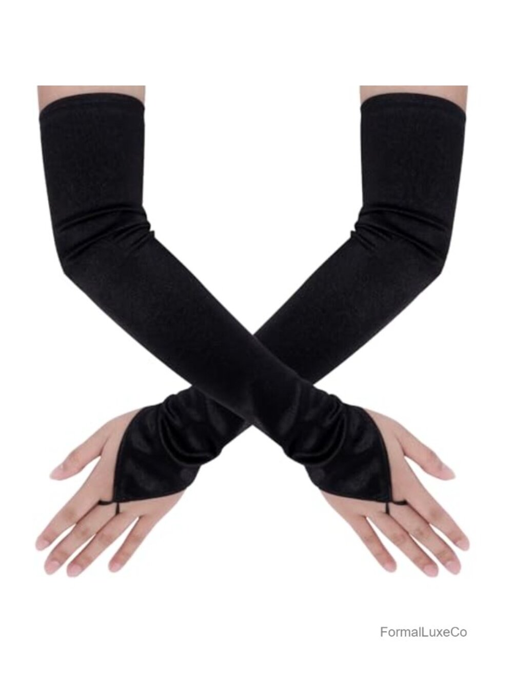 Long Fingerless Satin Gloves Elbow Length Opera Costume Adult Women